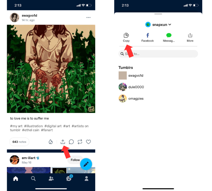 Copy the Tumblr Post Link